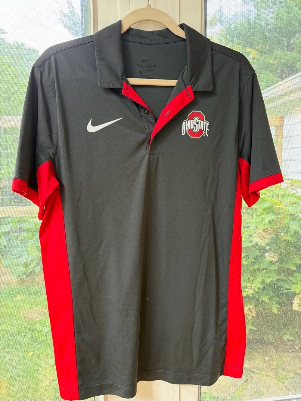 Nike Black and Red Ohio State Dri-FIT Polo